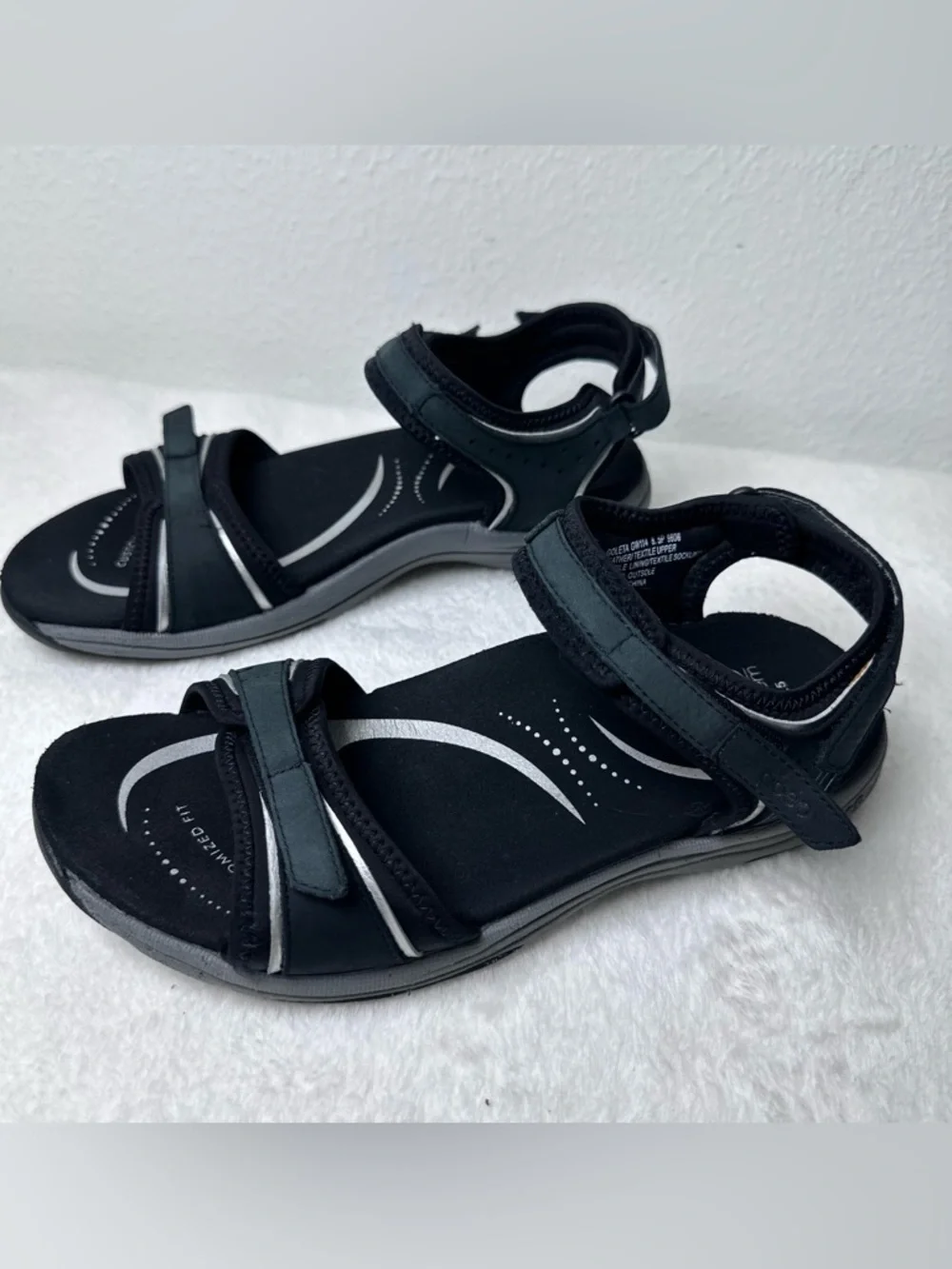 Abeo Bio System Women's Sandals Black Size 8.5 WP Comfort Strappy Orthotic Fit - Picture 2 of 16